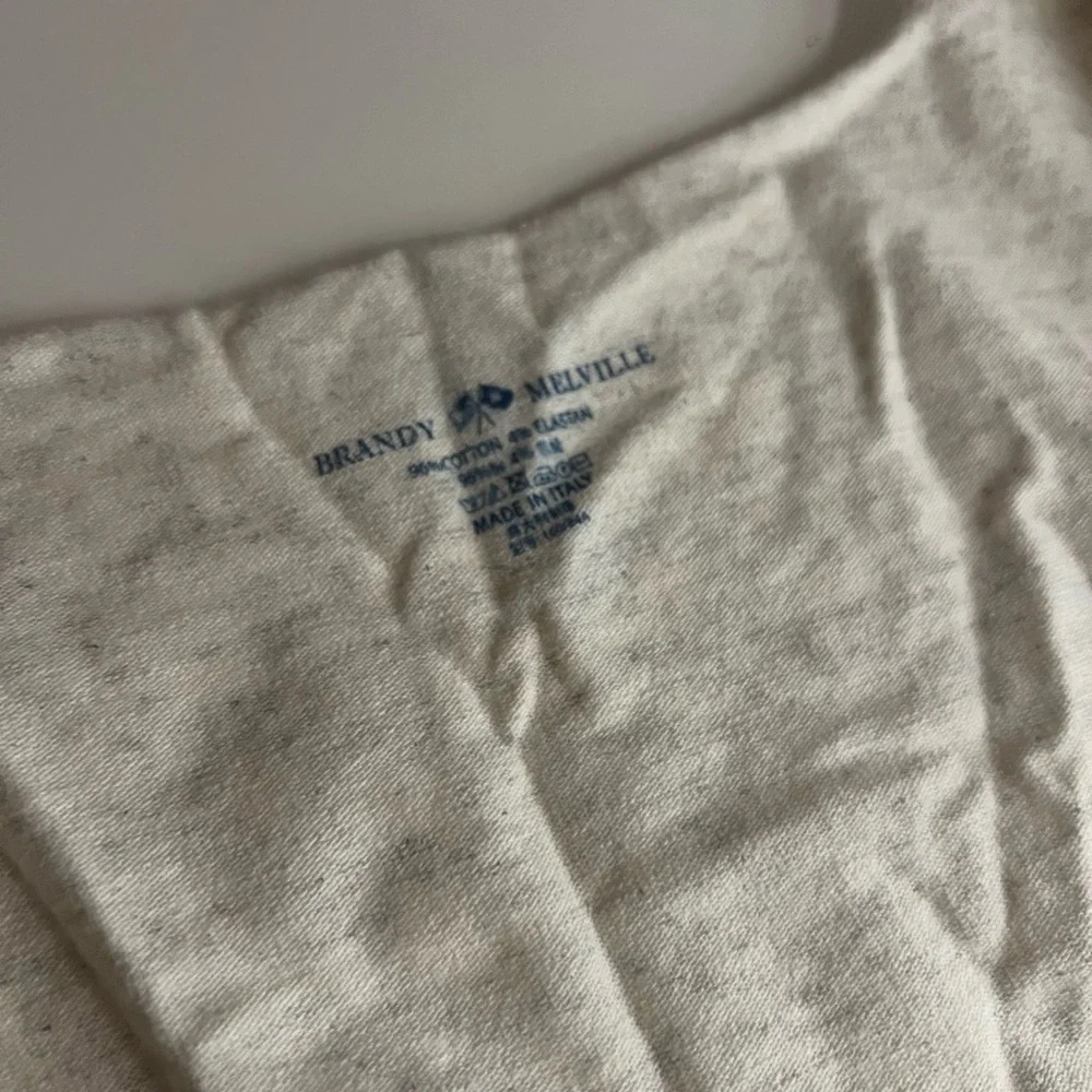 Brandy Melville Cream V-Neck Blouse - Picture 2 of 3